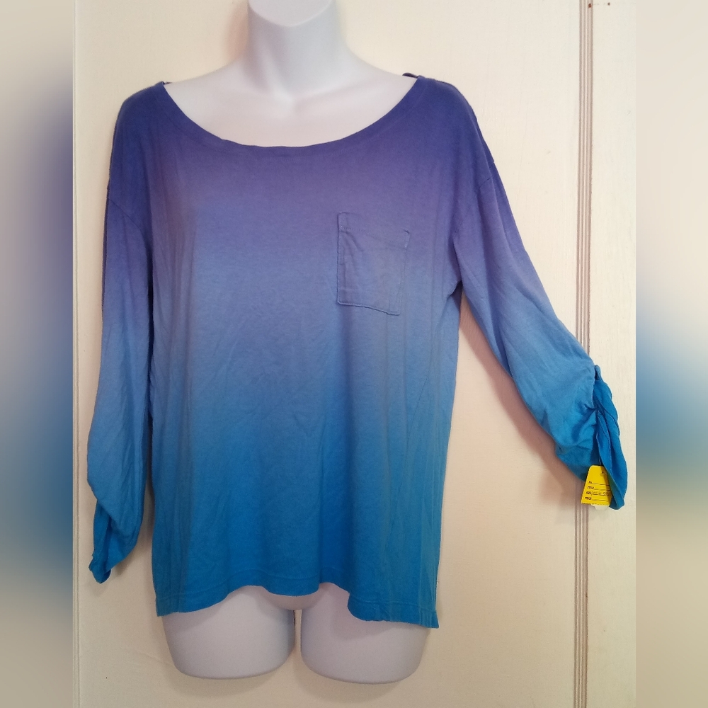 a.n.a Ladies Blue Ombre Gradient Women's Blouse Sz SP